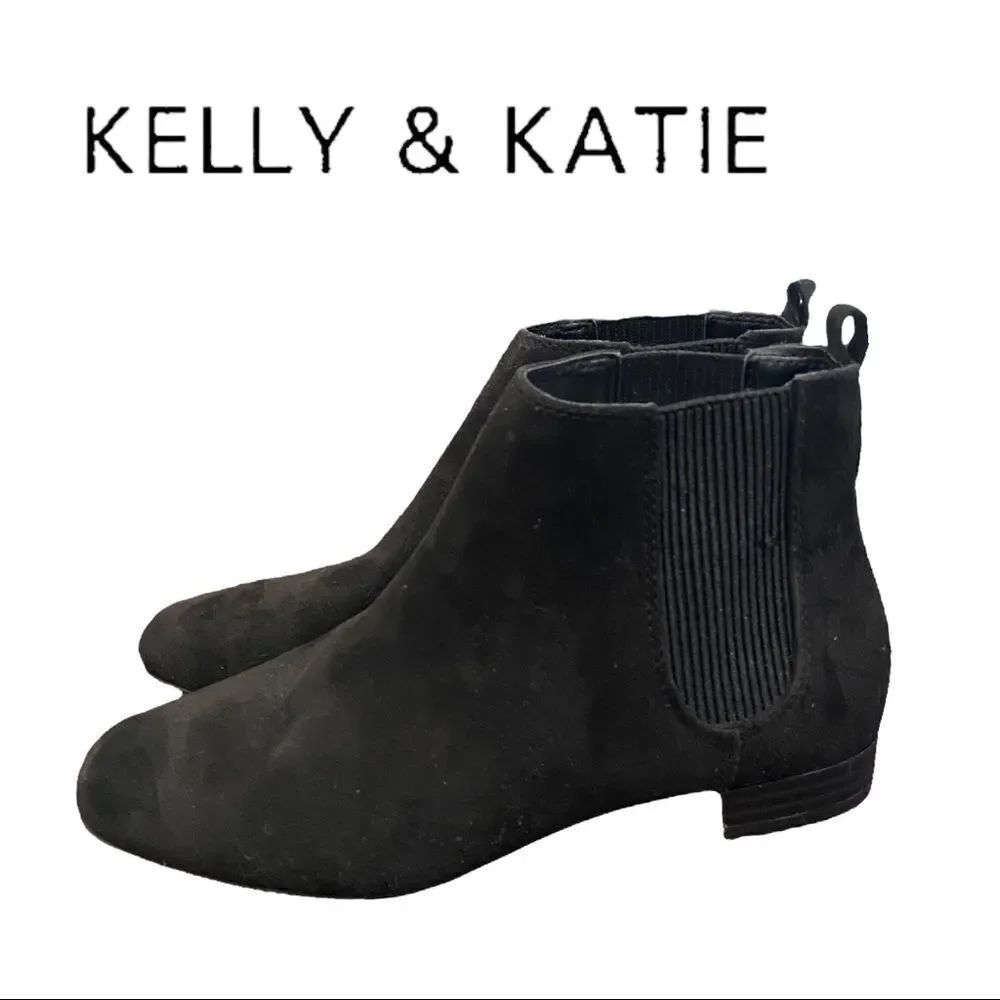 Kelly & Katie Women's Kelin Black Suede Ankle Boots Booties 6